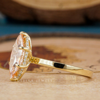 Bague de fiançailles classique en or massif 14 carats avec diamant de laboratoire taille marquise, alliance de mariage de luxe certifiée IGI, cadeau d'anniversaire