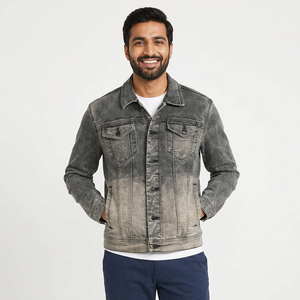 Full sleeves high quality <b>Men</b> Denim <b>Jacket</b> latest fashion <b>light</b> weight comfortable denim <b>jacket</b> for <b>men</b> with adjustable rate - Product Image 1
