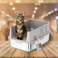 Bac à litière ouvert extra large en acier inoxydable OEM avec espace intérieur de 20L Toilettes pour chats semi-fermées étanches d'une capacité de 20L pour animaux de compagnie