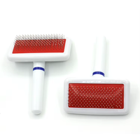 Brosse de toilettage professionnelle pour chiens et chats, auto-nettoyante, en acier inoxydable, avec peigne à aiguilles en plastique à coussin d'air, pour enlever les poils d'animaux