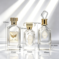 Botol Parfum Kaca Persegi 100ml Mewah dengan Alas Berat, Sampel Gratis, Tutup Kristal Frost, Kemasan Parfum Kaca Flint Premium