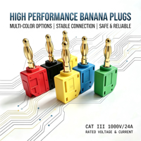 Connecteur banane 4 mm à verrouillage par pression, nickelé/plaqué or, 1000 V, 24 A, haute intensité, avec coque en nylon ignifuge
