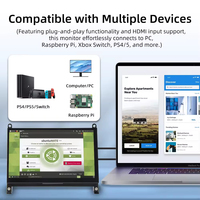 7 pouces 1024*600 IPS écran LCD moniteur écran LCD avec support acrylique pour BB noir, Windows 10 8 7,Raspberry Pi