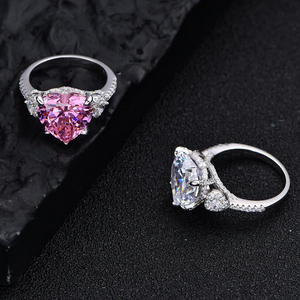 Atacado 6.0ct Moissanite Coração Corte Anel De Diamante 925 Prata Rosa Safira Promessa Banhado A Ródio Jóias para As Mulheres - Product Image 1