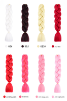 Nouvelle version monochrome de la perruque queue de cheval synthétique en soie haute température, style tresses africaines, avec bande élastique, plusieurs couleurs