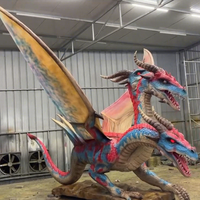 Modèle d'animatronique de dragon à trois têtes sur mesure à vendre, robot animal mythique en silicone ou objet d'exposition pour parc à thème