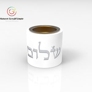 Candelabros de hormigón, candelabros dorados de Israel, pasador de pesca, té, vela - Product Image 4