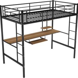 Cama de hostel de metal de plataforma completa de simplicidad moderna cama de loft de apartamento dúplex pequeño multifunción - Product Image 6