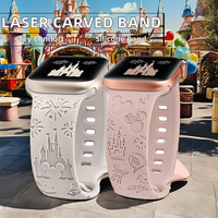 Convient aux montres Samsung et Huawei à boucle papillon à tête plate Bracelets de montre en silicone gravés de couleur unique.