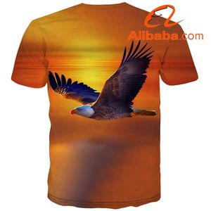 Camiseta en 3D para hombres, camisa con estampado de águila Soaring, divertida, informal, bonita, de Anime, con llama, venta al por mayor - Product Image 2