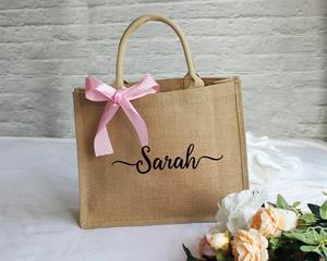 Personalizzato Damigella D'onore Borsa Da Spiaggia Sacchetti Regalo-custom sacchi di iuta <span class=keywords><strong>con</strong></span> l'arco <span class=keywords><strong>con</strong></span> il <span class=keywords><strong>Nome</strong></span> - Product Image 3