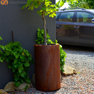 Macetero Redondo Grande de Acero Corten de Tendencia 2026 - Maceta de Acero Resistente a la Intemperie con Orificios de Drenaje para Patio, Terraza y Jardín - Product Image 5