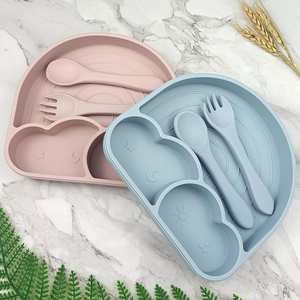 Ensemble d'alimentation pour bébé en silicone de qualité alimentaire RTS avec cuillère et fourchette, <span class=keywords><strong>kit</strong></span> <span class=keywords><strong>Bebe</strong></span> Plato sans BPA, compatible micro-ondes et lave-vaisselle - Product Image 2