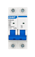 Disjoncteur miniature CHINT NXB-63 2P C63 63A 400V AC 6kA sur rail DIN MCB IEC 60898-1
