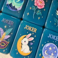 Mahjong américain personnalisé bleu fantaisie à trois couches pour 4 personnes, jeu d'intérieur de luxe, cadeau