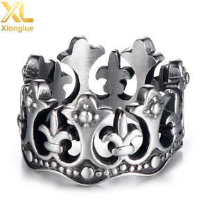 Hot Fashion European American Retro Trendy Punk Stainless Steel <b>Crown</b> <b>Ring</b> Multi-color Stone Factory Direct Supply - Product Image 1