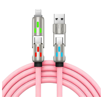 Kabel USB 4-in-1 Pengisian Cepat 1.5M 240W 5A dengan Konektor C-C Lighting, Selubung Silikon, Konduktor Tembaga Murni untuk iPhone Android