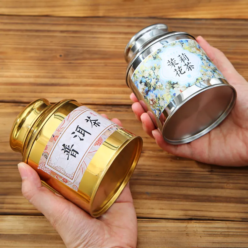 luftdichte metallische Kaffeedose Verpackung Teedosen für losen Tee 50 Gramm Edelstahl-Tee-Dose