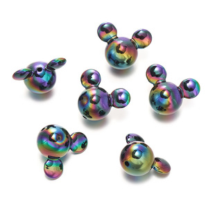 Acrylic Cartoon Mouse Head <b>Beads</b> Solid Color Ab Iridescent Round <b>Beads</b> For Diy Jewelry Making - Product Image 4