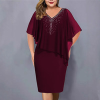 Nouvelle robe de soirée élégante pour l'été, robe modeste pour femmes, taille 5XL, robe en mousseline de soie avec strass