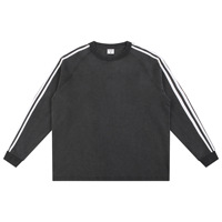 T-shirt à manches longues raglan en coton peigné 360 GSM, coupe oversize, effet délavé, style vintage, streetwear hip-hop pour homme, vente en gros