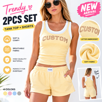 Ensemble deux pièces de haute qualité pour femmes, personnalisé avec logo imprimé, motif graphique vintage, style streetwear, en coton, vente en gros