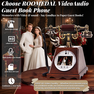Livre d'or vidéo rétro Antique téléphone HD 1080p avec mémoire de 128 Go Audio vidéo livre d'or téléphone pour les mariages fête d'anniversaire - Product Image 3