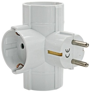 Schuko 16A Multi Socket <b>Adapter</b> With Grounding Plug For Home Use - Product Image 3