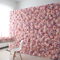 Mur de fleurs artificielles en tissu de soie rouge suspendu, fleurs 3D pour mariage, décoration de fête, rouleau de fond de mur de fleurs blanc