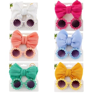 Kính màu thời trang khung tròn xu hướng thời trang Kính tròn không nhấn cầu mũi phụ kiện quần áo hoa cúc - Product Image 2