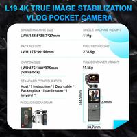 Kamera Aksi 2026 Pro L19 4K dengan Zoom Optik 20x, Sudut Lebar 160 Derajat, Tahan Air IP65, WiFi, untuk Vlog dan Perjalanan