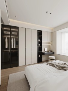 Armoire de chambre contemporaine autoportante personnalisée avec coiffeuse et miroir, grande capacité, écologique, gain de place, anti-humidité - Product Image 1