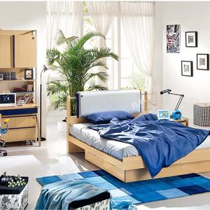Cama individual de diseño personalizado para niños y adolescentes, juego de dormitorio de estilo moderno con escritorio de almacenamiento - Product Image 5