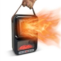 Ventilateur Chauffant Personnelle Effet Cheminée - Chauffage PTC en Plastique Portable pour Bureau avec Protection Contre la Surchauffe, Couverture 10m²