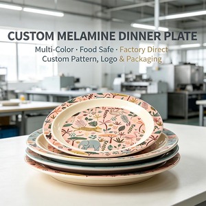 Dinosaur Pattern Round Melamine <b>Plate</b> 8 Inch Kids Dinner Eco-Friendly <b>Disposable</b> - Product Image 3