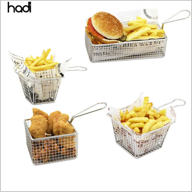 MIIIM 8-Pack Mini Square Fry Baskets, 4 Inch French Fry Holders For Serving & Presentation - Silver - View #5