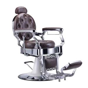 Chaise de barbier vintage Fauteuil de coiffure inclinable hydraulique Mobilier de salon de beauté en cuir synthétique - Product Image 5