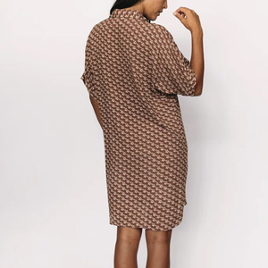 カスタム印刷ハワイアンスタイル100% レーヨンビスコースシャツドレス半袖女性シャツドレスビーチカバーカジュアルドレス - Product Image 6