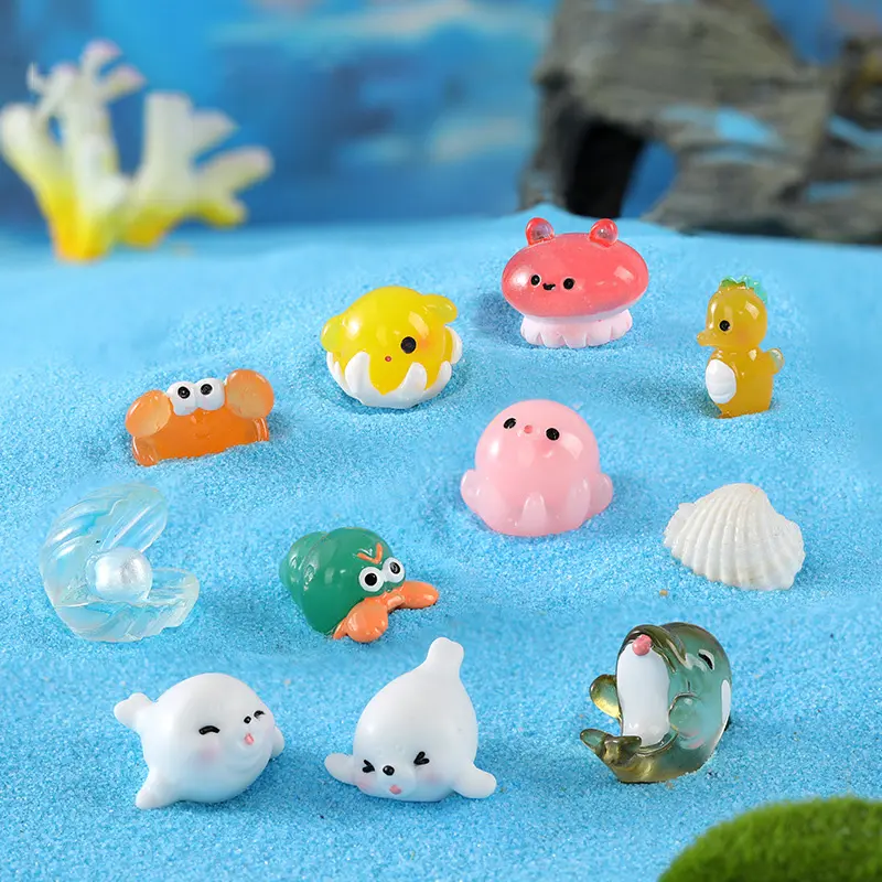 18-Styles DIY Cute Squid Killer Whale Jellyfish Hermit Crab Marine Animal Mini Resin Crafts For Marine Aquarium Home Decoration