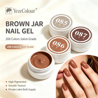 Gel à ongles brun hautement pigmenté en pot YezeColour, marque privée, OEM, ODM, approvisionnement en gros pour les salons de manucure