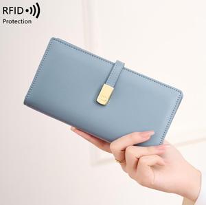Nueva Cartera Larga de Cuero PU para Mujer con Bloqueo RFID, Portátil, con Múltiples Ranuras para Tarjetas, Diseño Moderno - Product Image 1