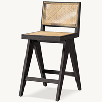 Chaise de bar en bois massif de style américain personnalisée Rhoohill, couleur personnalisée, chêne moderne de luxe avec coussin en tissu de lin