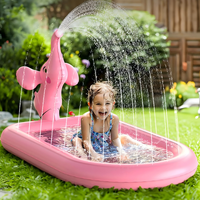 Spritzpools für Kleinkinder 1-3 Jahre Rosa Elefanten-Spielmatte für Kinder Outdoor-Spielmatte für Babys Aufblasbarer Sprinkler-Pool