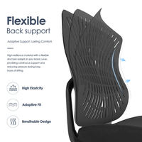 Chaise de bureau ergonomique à dossier haut pivotante avec support lombaire dynamique réglable, dossier ventilé en plastique et mécanisme d'inclinaison – Modèle exécutif