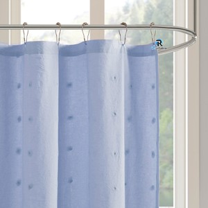<span class=keywords><strong>Rideau</strong></span> de salle de bain bleu clair à pois floqués, rideaux de <span class=keywords><strong>douche</strong></span> en <span class=keywords><strong>tissu</strong></span> polyester jacquard pour salle de bain, hydrofuges, fournisseur OEM - Product Image 5