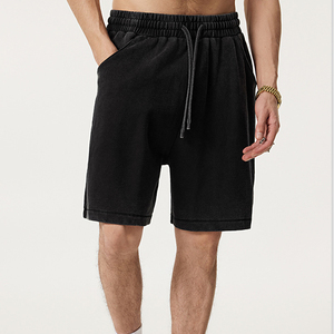Venta al por mayor de los hombres sólido transpirable antiarrugas 330GSM de peso pesado 100% algodón Retro Casual estilo Loose Fit Streetwear Shorts - Product Image 3