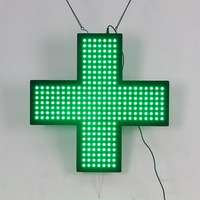 Fornitura di fabbrica e vendita di cartelli verdi interni a LED con croce occidentale segno farmacia 19*19"