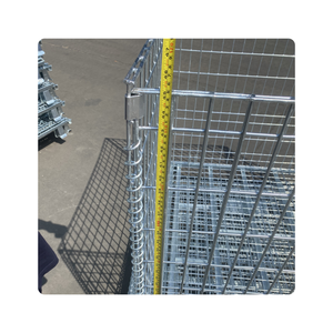 Contenedores de malla de alambre galvanizado, jaulas de almacenamiento metálicas plegables para almacenes, estanterías para palets, carros. - Product Image 3