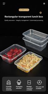 Boîte à lunch domestique Récipient de conservation en plastique Boîte à lunch jetable de qualité alimentaire Boîte à emporter rectangulaire carrée transparente - Product Image 4