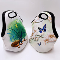 Tas Makan Siang Outdoor Fashionable Anti Air dari Neoprena yang Dapat Digunakan Kembali, dengan Ritsleting, Pendingin Termal untuk 2 Orang, Cetak Kustom untuk Piknik
